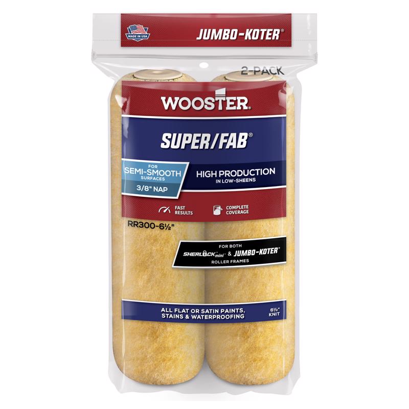 Wooster Super/Fab Knit 6 1/2 in. W X 3/8 in. Paint Roller Cover 2 pk