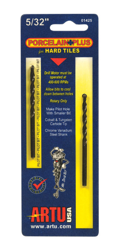 ARTU Porcelain Plus 5/32 in. X 3-1/8 in. L Tungsten Carbide Tipped Glass and Tile Bit Set Straight S