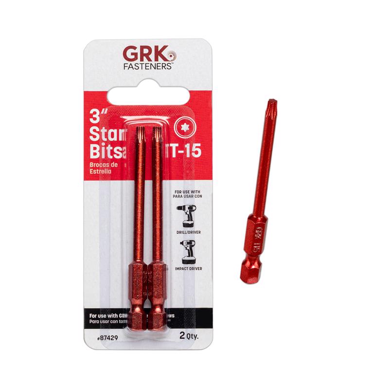 GRK Fasteners Star T15 X 3 in. L Power Bit Steel 2 pc