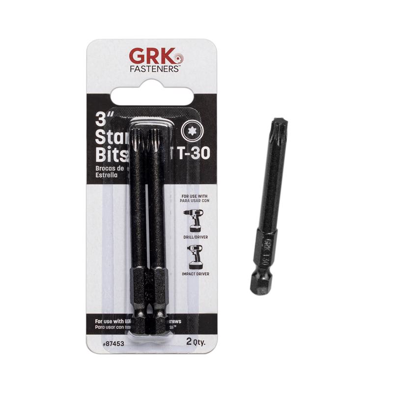 GRK Fasteners Star T30 X 3 in. L Power Bit Carbon Steel 2 pc