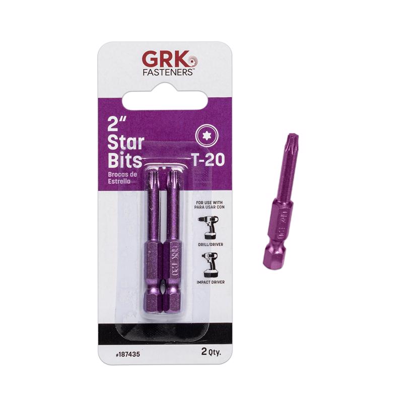 GRK Fasteners Star T20 X 2 in. L Power Bit Carbon Steel 2 pc