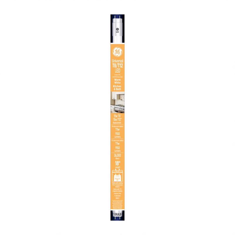 GE T8 Warm White 18 in. G13 (Medium Bi-Pin) T8 LED Linear Tube 15 Watt Equivalence 1 pk