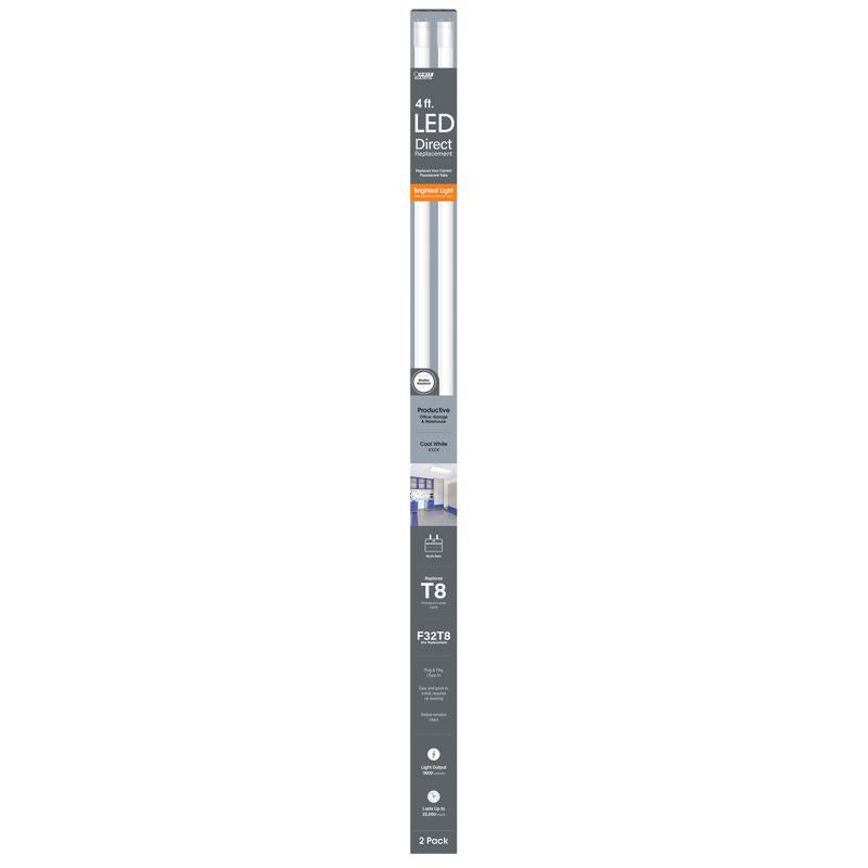 Feit Linear T8 Cool White 48 in. Bi-pin Linear LED Linear Lamp 32 Watt Equivalence 2 pk