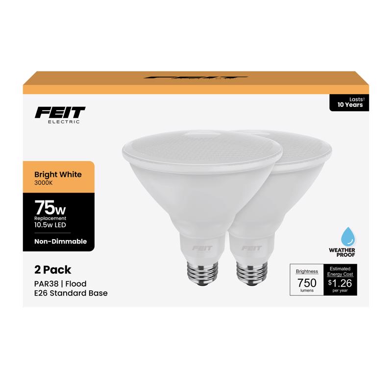 Feit PAR38 E26 (Medium) LED Bulb Bright White 75 Watt Equivalence 2 pk