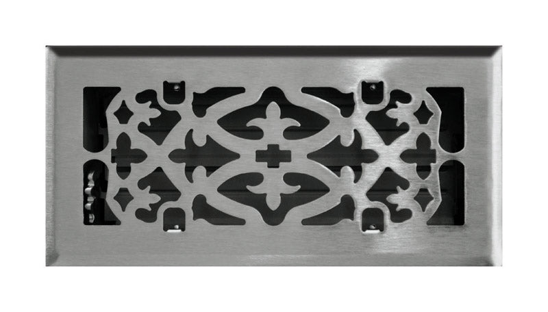 Tru Aire 2 in. H X 12 in. W 1-Way Satin Silver Steel Floor Diffuser