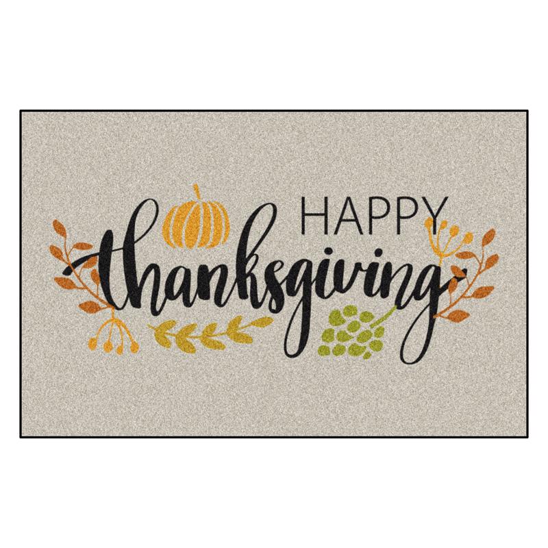 Fanmats 30 in. W X 20 in. L Multi-Color Happy Thanksgiving Rubber Door Mat