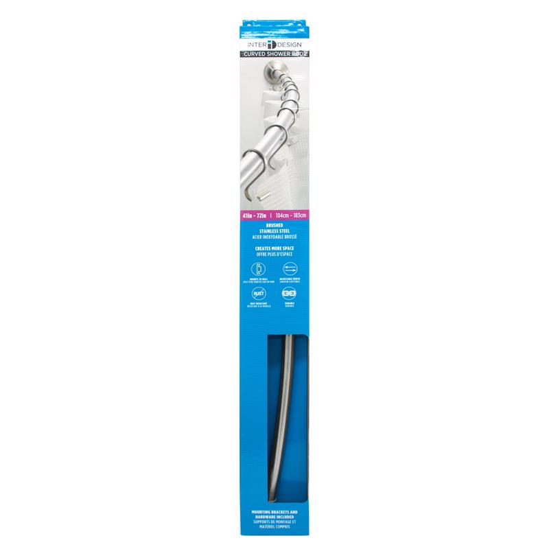 InterDesign Curved Shower Rod 72 in. L Brushed Silver