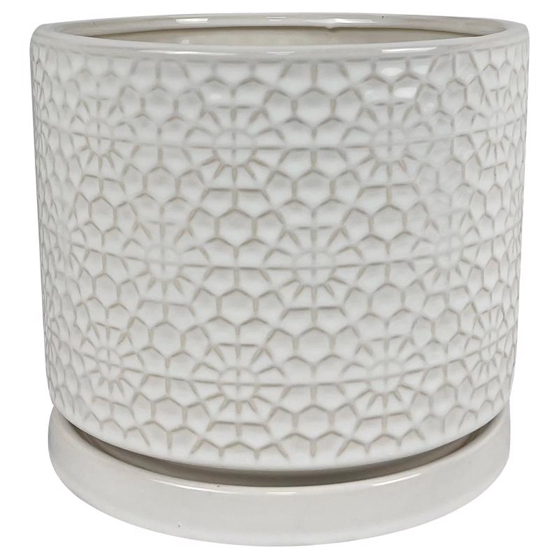 Border Concepts 10 in. D Ceramic Amelia Planter White