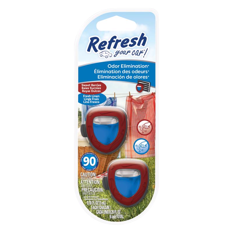 Refresh Your Car! Sweet Berry/Fresh Linen Scent Mini Car Diffuser 0.1 oz Liquid