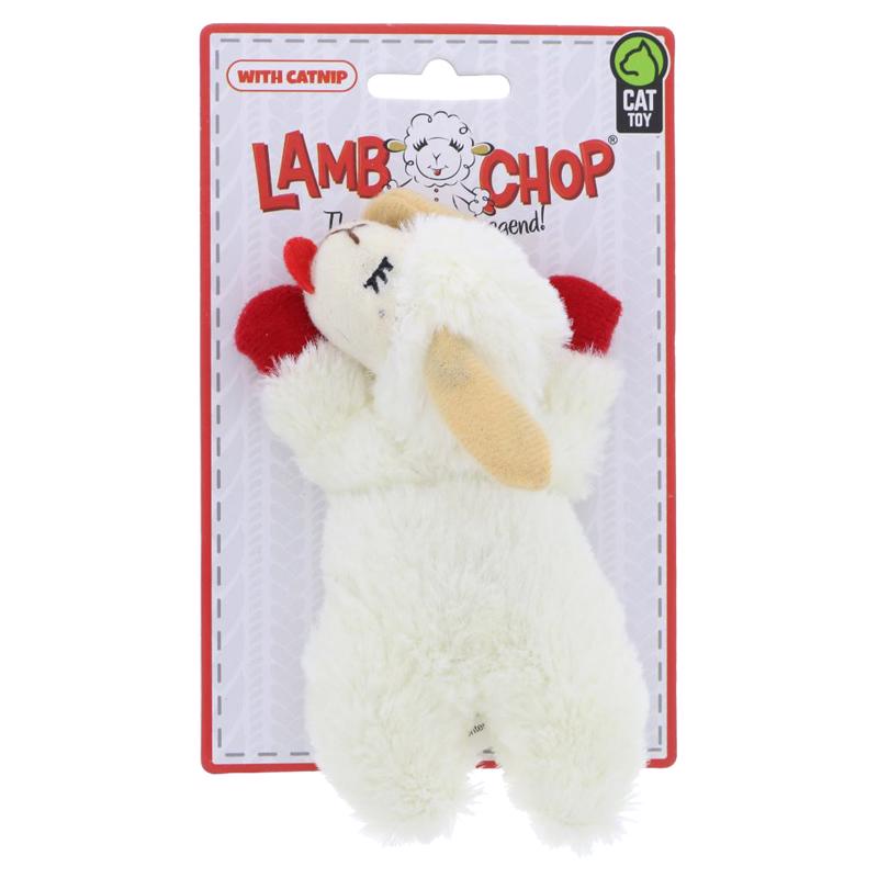 Multipet Lamb Chop White Plush Cat Toy 4 in. 1 pk