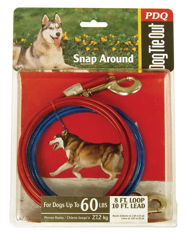 PDQ Red Tie-Out Vinyl Coated Cable Dog Tie Out Large