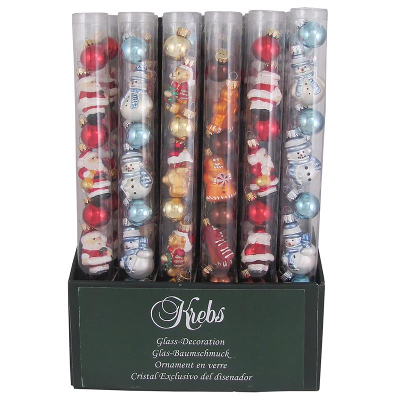 Christmas by Krebs Multicolored Mini Figural/Ball Tube Displayer Ornaments