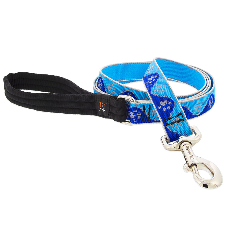 LupinePet Reflective Blue Paws Nylon Dog Leash