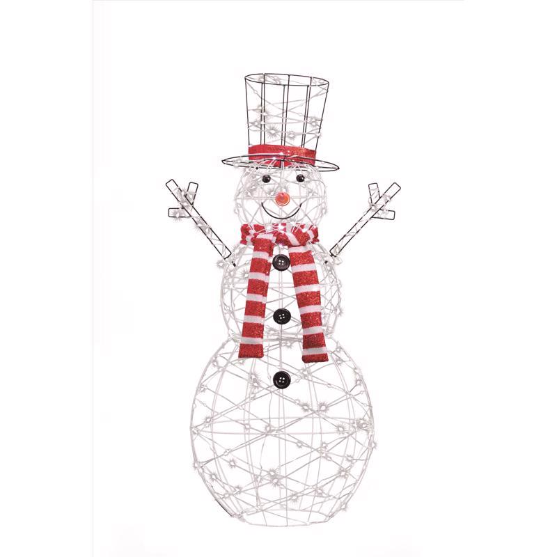 Celebrations LED Cool White Lighted Snowman 4 ft. Yard Decor