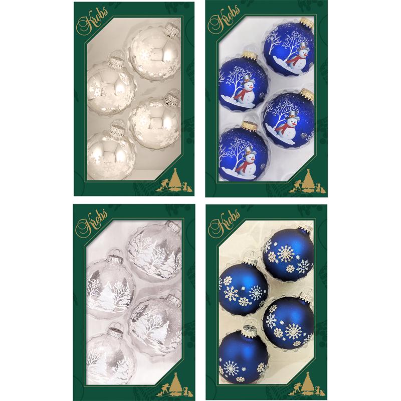Christmas by Krebs Blue/Silver/White Ball Ornaments