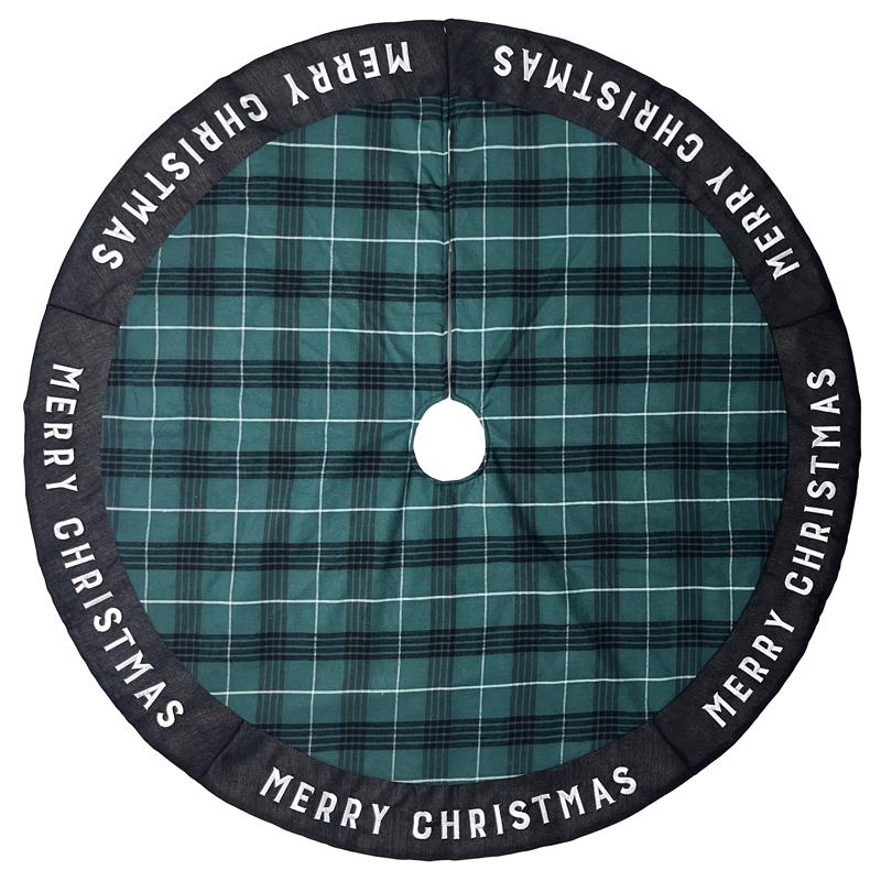 Celebrations Home Black/Green/White Merry Christmas Tree Skirt 27 in.