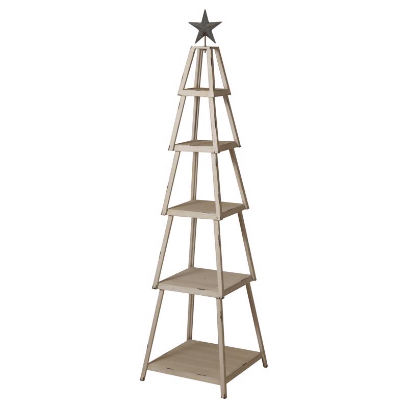 66 in. H X 18 in. W X 18 in. D Beige Faux Wood Christmas Display