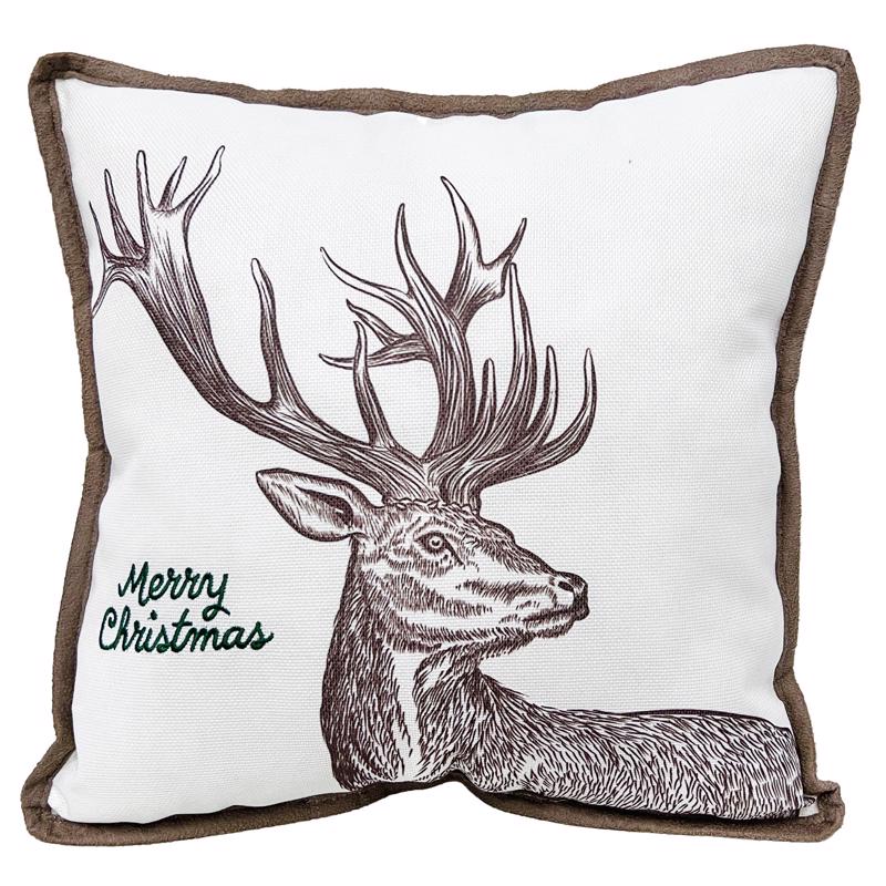 Celebrations Home Merry Christmas Deer Pillow 16 in.