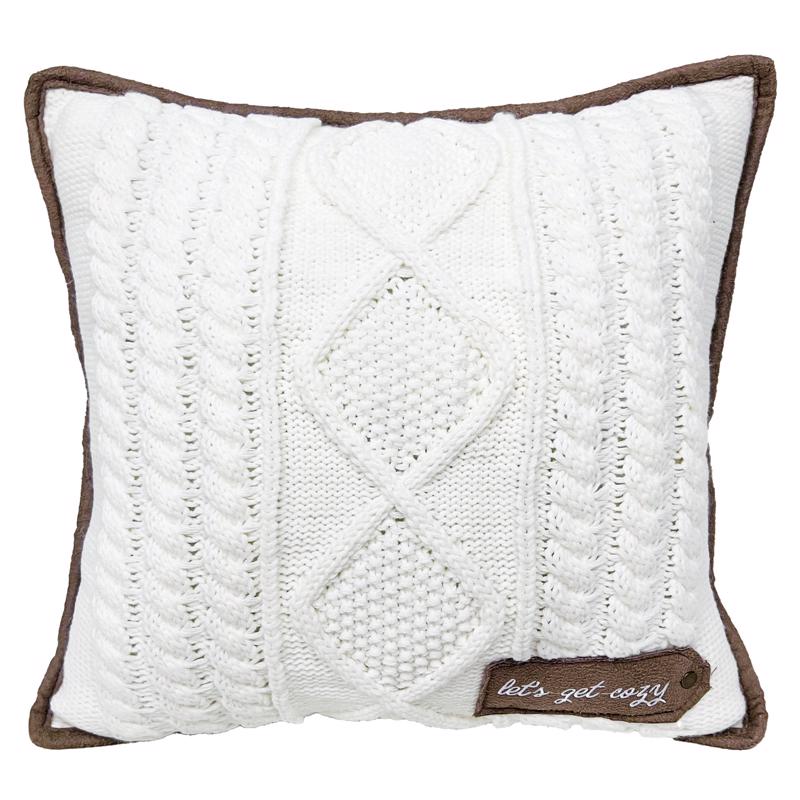 Celebrations Home Brown/White Cozy Knit Pillow 16 in.