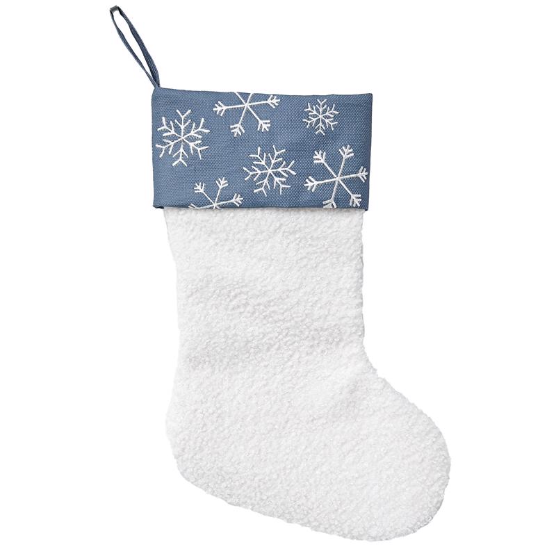 Celebrations Home Blue/White Snowflake Christmas Stocking 20 in.