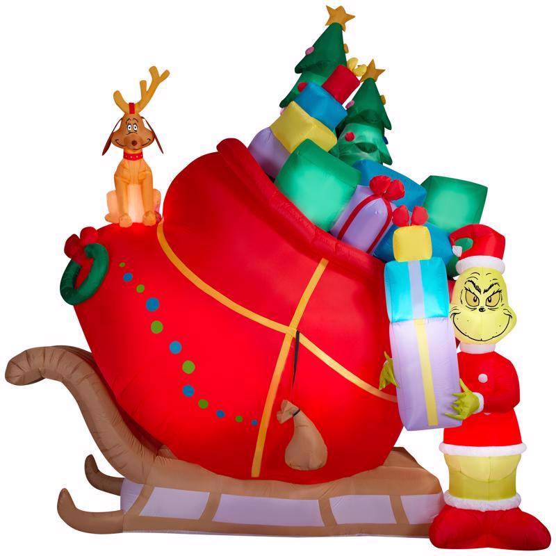 Dr. Airblown Grinch and Max Sleigh 155 in. Inflatable