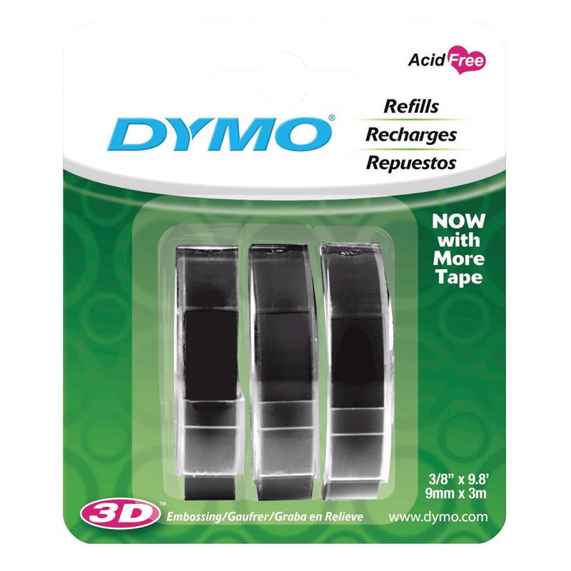 Dymo Self-Adhesive 3/8 in. W X 9.8 ft. L Black Embossing Label Maker Tape