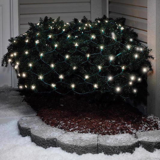 Celebrations Blue LED Mini Cool White 100 ct Net Christmas Lights 24 ft.
