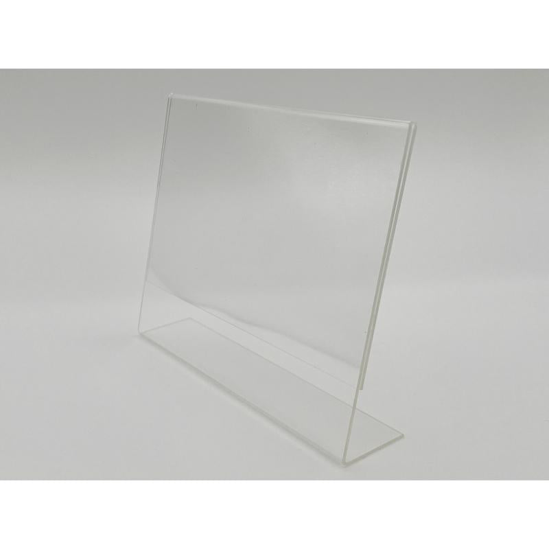 Clear Plastic Counter Slant Back Sign Holder 5-1/2 in. H X 1-7/16 in. W X 7-1/2 in. L