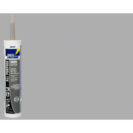 White Lightning 3006 Ultra Gray Elastomeric All Purpose Sealant 10 oz