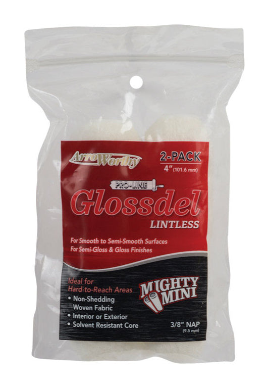 ArroWorthy ProLine Glossdel Woven 4 in. W X 3/8 in. Mini Paint Roller Cover 2 pk