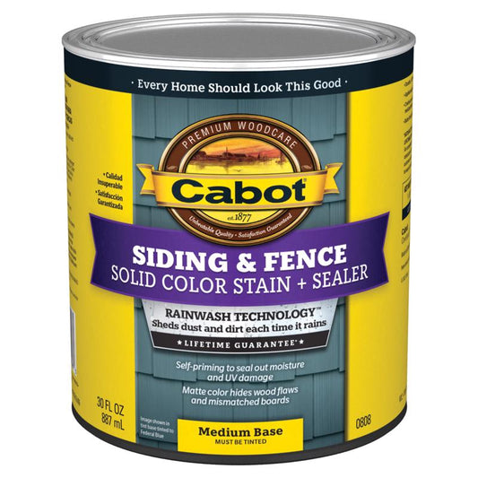 Cabot Siding & Fence Solid Tintable Medium Base Stain and Sealer 1 qt