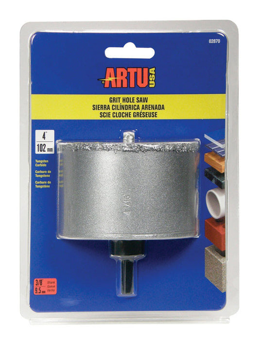 ARTU 4 in. Carbide Grit 4.5 in. L X 3/8 in. D Hole Saw Arbor
