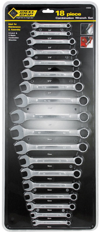 Steel Grip Metric and SAE Wrench Set 18 pc