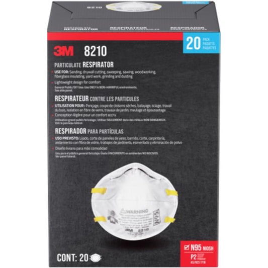 3M N95 Paint Prep Cup Disposable Respirator White One Size Fits Most 20 pk