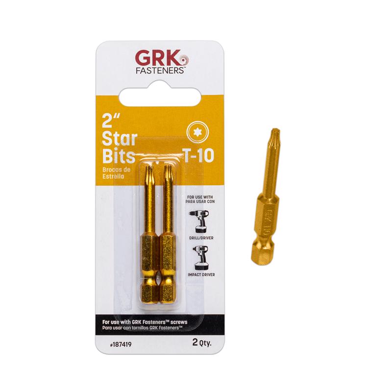 GRK Fasteners Star T10 X 2 in. L Power Bit Carbon Steel 2 pc