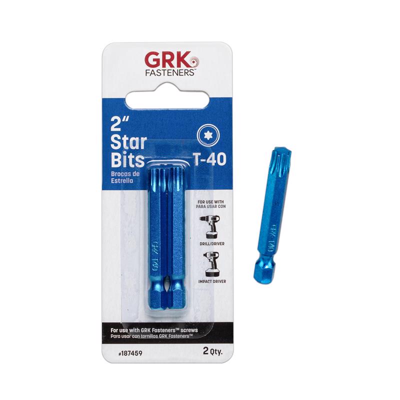 GRK Fasteners Star T40 X 2 in. L Power Bit Carbon Steel 2 pc