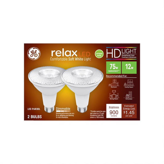 GE Relax HD PAR 30L E26 (Medium) LED Bulb Soft White 75 Watt Equivalence 2 pk