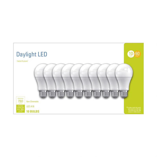 GE A19 E26 (Medium) LED Bulb Daylight 60 Watt Equivalence 10 pk