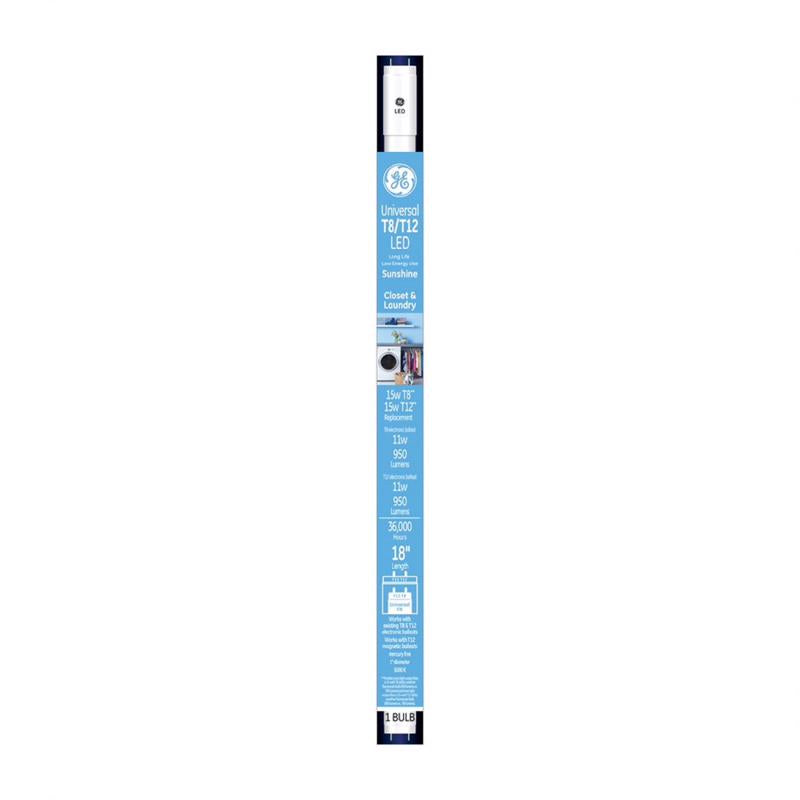 GE T8 and T12 Frosted Sunshine 18 in. G13 (Medium Bi-Pin T8 LED Linear Tube 15 Watt Equivalence 1 pk