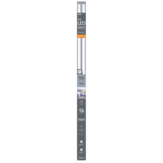 Feit Linear T8 Cool White 48 in. Bi-pin Linear LED Linear Lamp 32 Watt Equivalence 2 pk