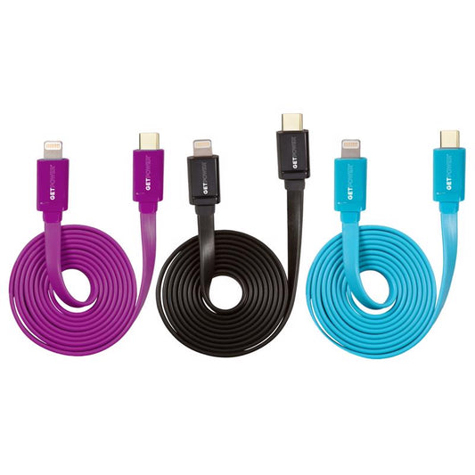 GetPower Assorted Flat Lightning USB Charge and Sync Cable For Apple iPod, iPhone, iPad 4 ft. L