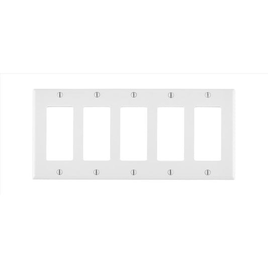 Leviton White 5 gang Thermoset Plastic Decorator Wall Plate 1 pk