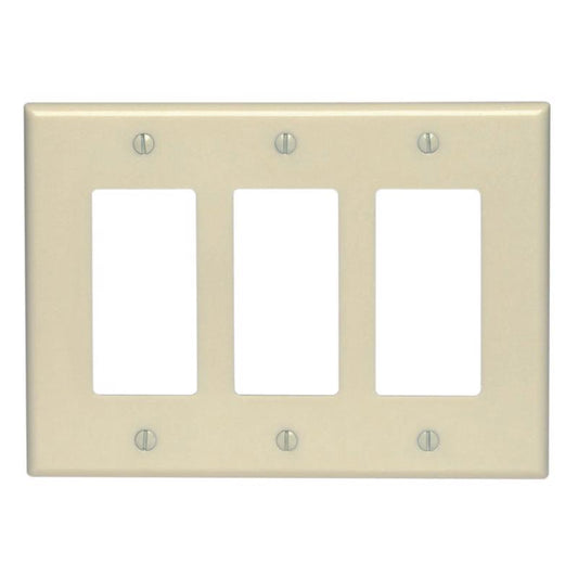 Leviton Ivory 3 gang Thermoplastic Nylon Decorator Wall Plate 1 pk