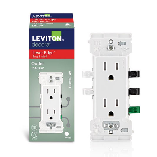 Leviton Decora Edge 15 amps 125 V White Tamper Resistant Outlet 5-15R 1 pk