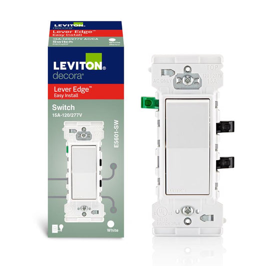Leviton Decora Edge 15 amps Single Pole Rocker Rocker Switch White 1 pk