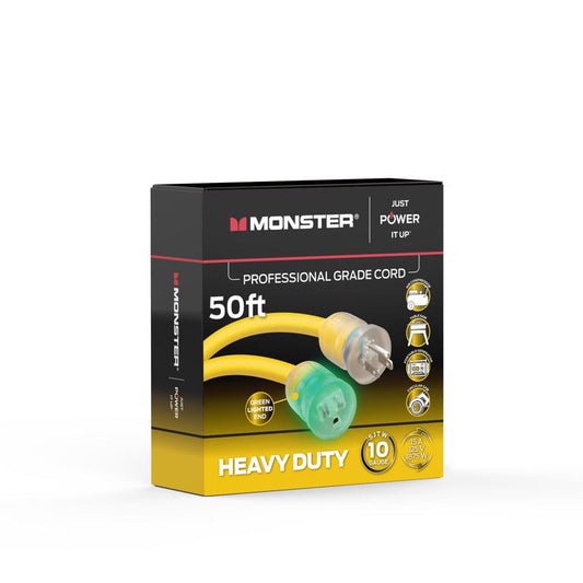 Monster Just Power It Up Outdoor 50 ft. L Yellow Extension Cord 10/3 SJTW