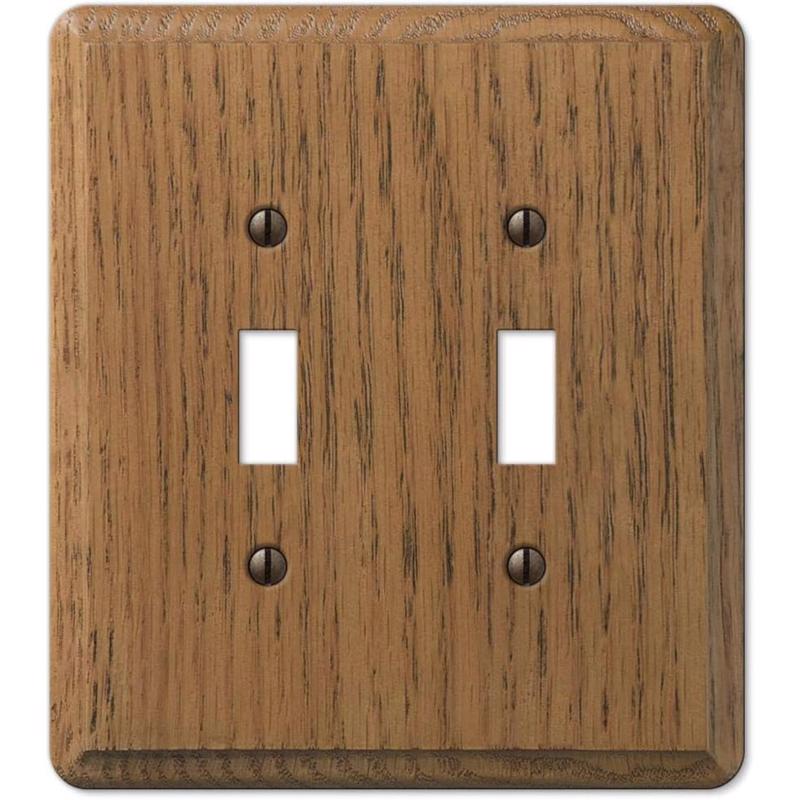 Amerelle Contemporary Medium Brown 2 gang Oak Wood Toggle Wall Plate 1 pk
