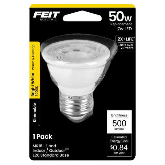 Feit MR16 E26 (Medium) LED Bulb Warm White 50 Watt Equivalence 1 pk