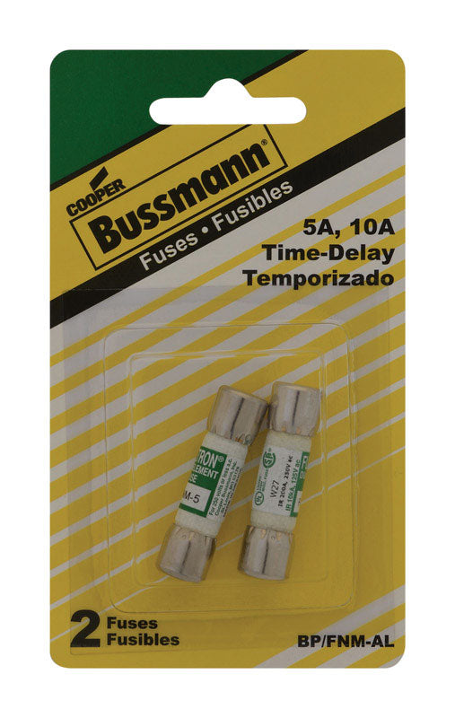 Bussmann 5, 10 amps Time Delay Cartridge Fuse 2 pk