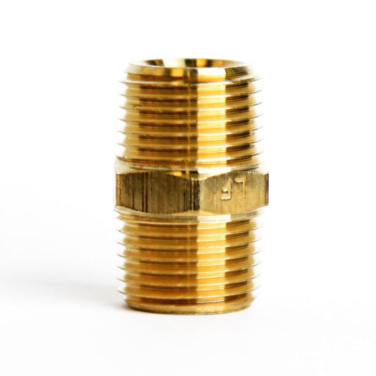 ATC 3/8 in. MPT X 3/8 in. D MPT Yellow Brass Hex Nipple